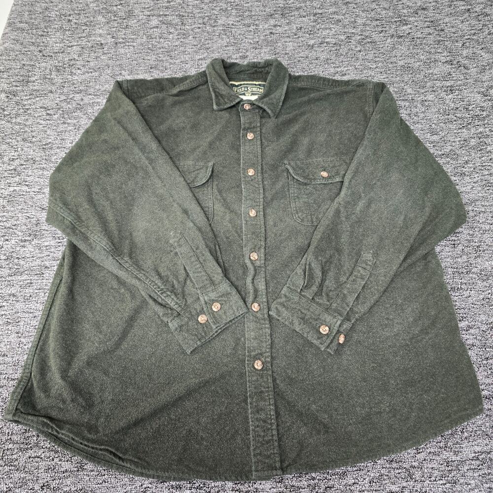 Field & Stream Heavy Cotton Chamois Flannel Men's XL Green Outdoor Gorpcore Work